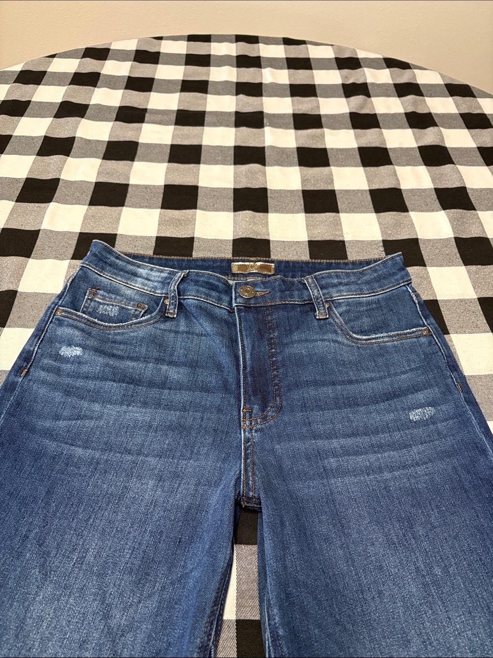 Kut from the Kloth Kelsey Fab Ab Ankle Flare High Rise Jeans Frayed Hem Size 8 - Picture 3 of 14